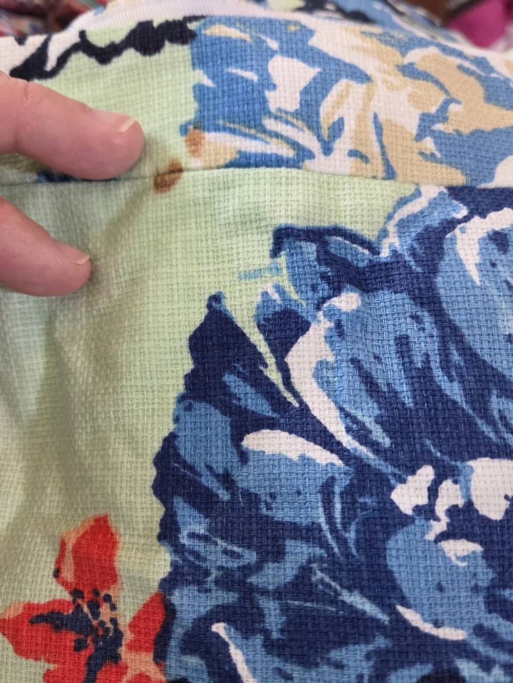 J.Crew Pencil Skirt Floral Cotton Green Blue Preppy Coastal Resort Size 8 FLAW